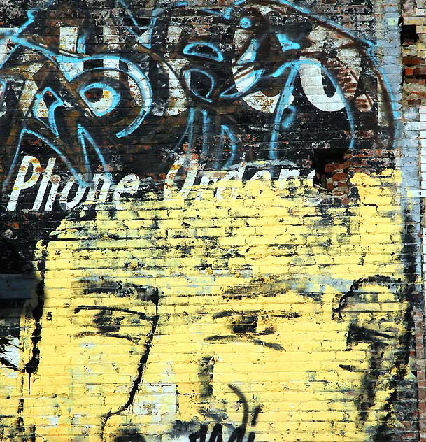 Graffiti on brick wall, Western Avenue, near Second Street 