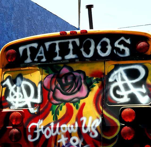 Tattoo Bus parked at Cattaraugus and Venice Boulevard