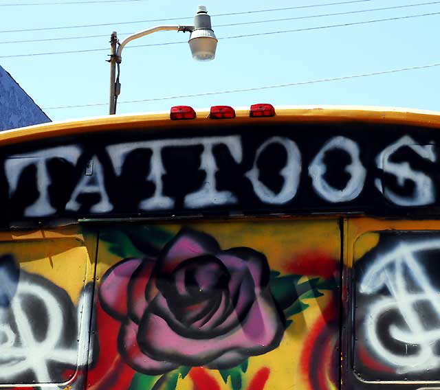 Tattoo Bus parked at Cattaraugus and Venice Boulevard