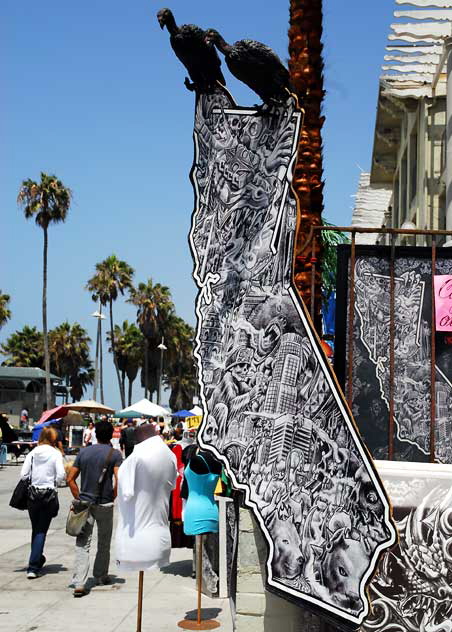 Rubber vultures on Ocean Front Walk in Venice Beach