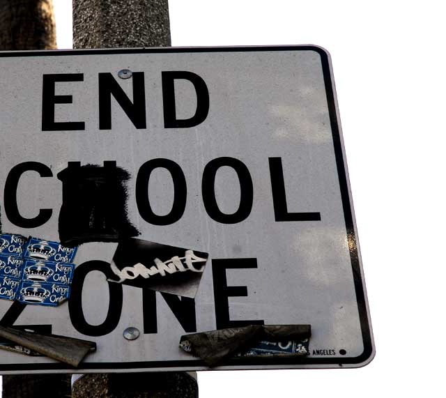 End School Zone sign changed to read "End Cool" - Fairfax Avenue