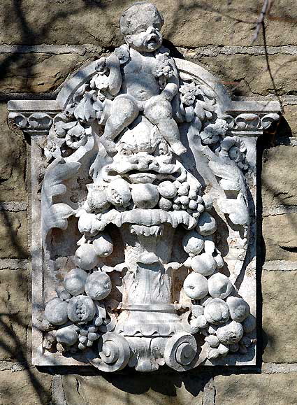 Frieze in the formal garden of Greystone Mansion, Beverly Hills