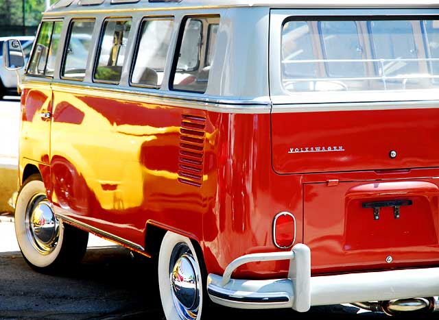 1967 Volkswagen Bus - the last year of production for what was the Type II - the "21-Window" model, with the canvas sunroof - fully restored to original, showroom condition - in a repair lot on the northwest corner of Robertson and Charleville at the edge of Beverly Hills, August 7, 2208