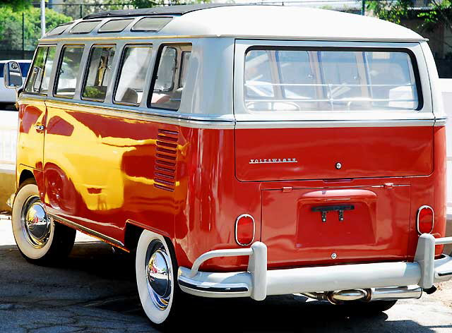 1967 Volkswagen Bus - the last year of production for what was the Type II - the "21-Window" model, with the canvas sunroof - fully restored to original, showroom condition - in a repair lot on the northwest corner of Robertson and Charleville at the edge of Beverly Hills, August 7, 2208