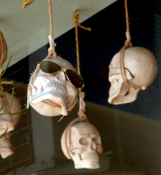 Skulls in their sunglasses at Pop Killer, a vintage clothing store at 7503 Sunset  Boulevard