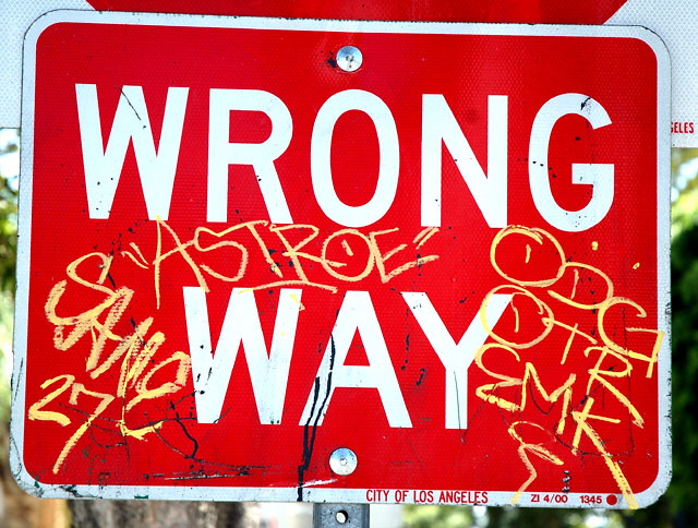 Wrong Way sign, Sunset Boulevard