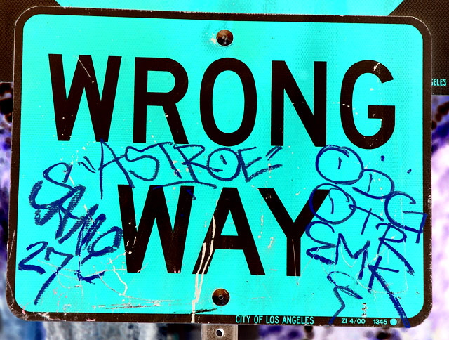 Wrong Way sign, Sunset Boulevard