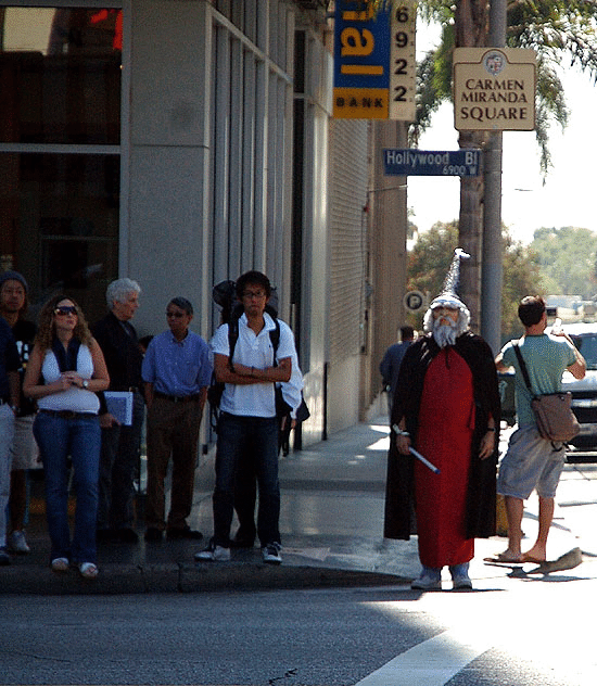 "Wizard" impersonator at Carmen Miranda Square, Hollywood Boulevard 